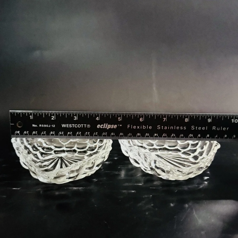 Vintage‎ Anchor Hocking 2pc Grape Cluster Clear Glass Candy Nut Dish Bowl